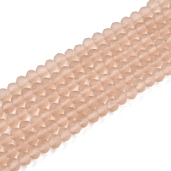 Верблюжий Прозрачные стеклянные бусины, граненые, матовые, рондель, верблюжие, 2.9~3.3 мм, отверстие : 1 мм, около 135~140 шт / нитка, 32~34 см