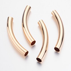 Light Gold Brass Tube Beads, Light Gold, 80x10mm, Hole: 8x9mm