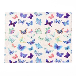 Colorful Double-Faced Imitation Leather Fabric, Frosted, Glitter Powder, for DIY Earrings Making, Butterfly Pattern, Colorful, 200x150x2mm