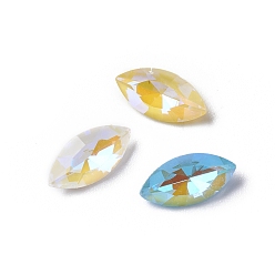 Gemischte Farbe Glas Strass Cabochons, Mokka fluoreszierender Stil, wies zurück, facettiert, Pferd Auge, Gemischte Farbe, 10x5x3 mm