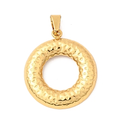 Золотой 304 кулон с текстурой из нержавеющей стали, пончики, золотые, 30.5x26.5x3.5 мм, отверстие : 7.5x3.5 мм