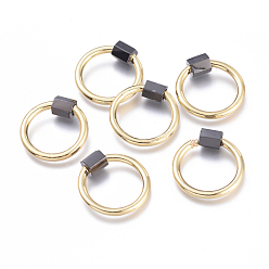 Настоящее золото 18K Латунные подвески с карабином, для изготовления ожерелий, долговечный, без кадмия и без свинца и без никеля, кольцо, бронзовая и реальная 18 к позолота, 20x2 мм, Винт: 6x5x5 мм