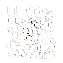 Mixed Color Stainless Steel Earring Hooks, Mixed Color, 11.5~36x0.8~4.5mm, Hole: 3x3.5~3mm, Pin: 0.8mm