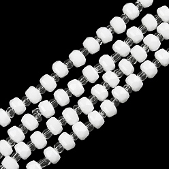 Белый Непрозрачное стекло бисер нитей, рондель, граненые, белые, 5.5x4 мм, отверстие : 1.2 мм, около 101 шт / нитка, 24.88'' (63.2 см)