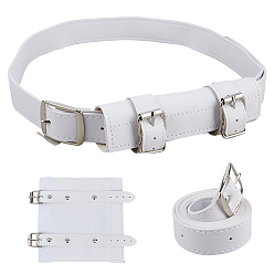 Blanc Ceintures porte-épées médiévales en cuir PU, avec des agrafes en alliage, platine, blanc, 1110x27.5x2.5~7.5mm