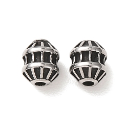 Stainless Steel Color 304 Stainless Steel Beads, Barrel with Stripe Pattern, Stainless Steel Color, 8.5x7mm, Hole: 2mm