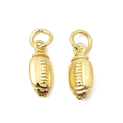 Rugby Спортивные латунные подвески, золотые, регби, 13x5.5x4 мм, Перейти кольцо: 5x1 мм, 3 мм внутренним диаметром