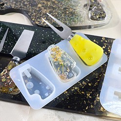 Белый Силиконовые формочки с ручками для сыра своими руками, формы для литья смолы, для уф-смолы, изготовление мини столовых приборов из эпоксидной смолы, белые, 76x148x18 мм, отверстие : 5~6 мм, внутренний диаметр: 56~57x34.5~36 мм