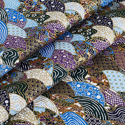 Разноцветный Хлопчатобумажная ткань в японском стиле, аксессуары, узор из рыбьей чешуи веером, прямоугольные, красочный, 1500x0.4 мм