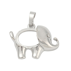 Слон Сеттинги для кулона (кабошонов), латунь , настройки открытой спины, животных серии, платина, слон, 23x30x8 мм, отверстие : 8 мм, лоток : 13x15 мм
