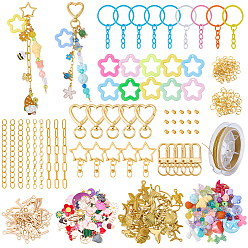 Mixed Color DIY Jewelry Kits, Including Acrylic Beads, Iron Chain, Brass Chain, Alloy Swivel Clasps, Mixed Color, 80mm