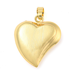 Настоящее золото 18K Стойки обшивки латунные подвески, без кадмия и без свинца, долговечный, с целью перехода в кольце, сердце, реальный 18 k позолоченный, 33x29x9 мм, отверстие : 9.5x6.5 мм