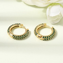 Vert Mer Micro cuivres ouvrent zircons boucles d'oreilles, sans plomb et sans cadmium, crémaillère plaquage, plaqué longue durée, réel 18 k plaqué or, vert de mer, 17~17.5x3~3.5mm