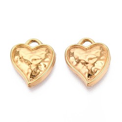 Настоящее золото 18K 304 подвески из нержавеющей стали, шарма сердца, ионное покрытие (ip), реальный 18 k позолоченный, 15x13x3 мм, отверстие : 1.8~1.9 мм