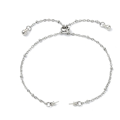 Нержавеющая Сталь Цвет Регулируемый 304 браслет-слайдер из нержавеющей стали с цепочкой-слайдером для изготовления браслетов, для бисера, не тускнеет, цвет нержавеющей стали, 10.63 дюйм (27 см), штифты : 0.5 мм