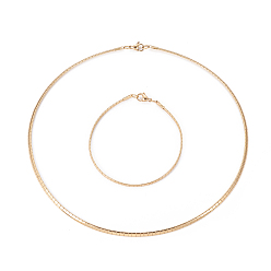 Золотой Ионное покрытие (ip) 304 комплекты цепочек и браслетов из нержавеющей стали, с карабин-лобстерами , золотые, 17.7 дюйм (45 см), 3 мм, 8-1/8 дюйм (20.5 см) 3x1 мм