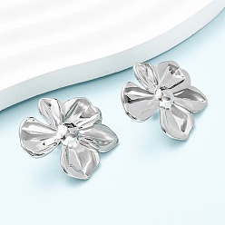 Цветок 304 из нержавеющей стали серьги, без кадмия, без никеля и без свинца, цвет нержавеющей стали, цветок, 33x28.5 мм