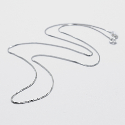 Платина Антикоррозийное родиевое покрытие 925 ожерелья из стерлингового серебра с цепочкой-коробкой, с застежками пружинного кольца, с печатью 925, платина, 18 дюйм (45 см)