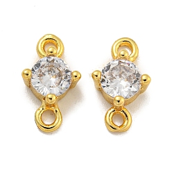 Настоящее золото 18K Покрытие стойки из латуни, звенья из прозрачного кубического циркония, подвески с плоским круглым разъемом, долговечный, без свинца и без кадмия, реальный 18 k позолоченный, 11x6x3.5 мм, отверстие : 1.4 мм