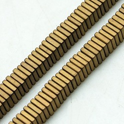 Antique Bronze Plated Non-magnetic Synthetic Hematite Beads Strands, Frosted, Square, Antique Bronze Plated, 4x1mm, Hole: 1mm, 15.7 inch