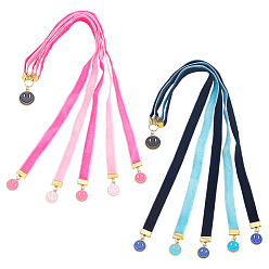 (52) Непрозрачная лаванда 2 шт 2 цвета сплав эмаль улыбающееся лицо закладки для книг, с бархатной лентой, разноцветные, 340 мм, 1 шт / цвет