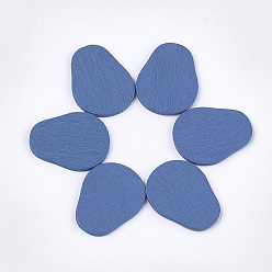 Royal Blue Painted Poplar Wood Cabochons, Doll, Royal Blue, 25x19x1.5mm