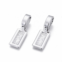 Silver Alloy Glue-on Flat Pad Bails, Long-Lasting Plated, Rectangle, Silver, 26x8x7mm, Hole: 5x8mm