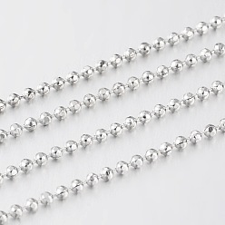 Платина Паяные латунные граненые шариковые цепи, платина, 1.2 мм