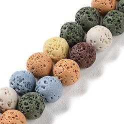 Couleur Mélangete Brins de perles teintées en pierre de lave synthétique, ronde, couleur mixte, 10mm, Trou: 1mm, Environ 41 pcs/chapelet, 15.20'' (38.6 cm)
