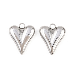 Нержавеющая Сталь Цвет 304 подвески из нержавеющей стали, шарма сердца, цвет нержавеющей стали, 15x12x3.5 мм, отверстие : 2 мм
