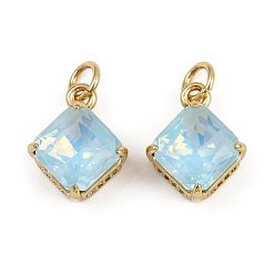 Настоящее золото 18K Кулон из циркония, ромб прелести, со стеклом и прыжковым кольцом, стойки покрытие, без свинца и без кадмия, долговечный, реальный 18 k позолоченный, 13.5x11x6.5 мм, отверстие : 3.4 мм