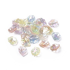 Mixed Color Transparent Acrylic Pendants, Leaf Charm, AB Color, Mixed Color, 17x15x3mm, Hole: 1.5mm