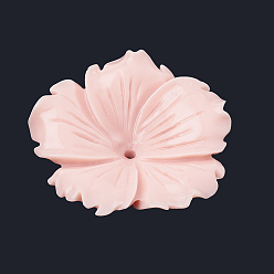 Pink Окрашенные синтетические коралловые шарики, цветок, розовые, 18.5~19.5x19~20x4.5~5.5 мм, отверстие : 1 мм