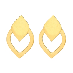 Золотой Ионное покрытие (ip) 304 серьги-гвоздики в форме капли из нержавеющей стали, золотые, 21x13.5 мм