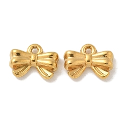 Настоящее золото 18K Ионное покрытие (ip) 304 брелоки из нержавеющей стали, очарование бантом, реальный 18 k позолоченный, 10.5x14.5x4.5 мм, отверстие : 1.5 мм