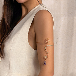 Золотой Стильные железные браслеты-манжеты, резьба, с природных драгоценных камней, золотые, внутренний диаметр: 3-1/2 дюйм (9 см)