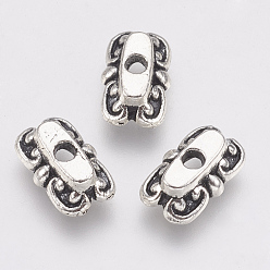 Античное Серебро Тибетском стиле сплав шарик крышки, безлепестковый, без кадмия и без свинца, прямоугольные, античное серебро, 11x7x3.5 мм, отверстие : 1.5 мм, Около 1630 шт / 1000 г
