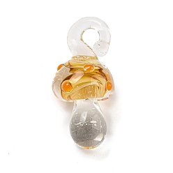 Коричневый Подвески лэмпворк ручной работы, гриб, кофе, 26x12x12 мм, отверстие : 2.5 мм