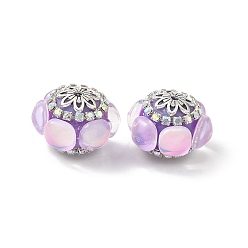 Фиолетовый Акриловые бусины-рондели со стразами, со сплавом и стеклом, для ручек с бусинами, брелки и украшения, старинное серебро и серебро, фиолетовые, 21.5x20x15 мм, отверстие : 2 мм