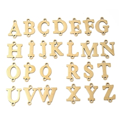 Настоящее золото 18K 26 шт. 26 стили 201 звенья из нержавеющей стали с лазерной резкой букв A~Z, ионное покрытие (ip), реальный 18 k позолоченный, 13~14x4.5~12x1 мм, отверстие : 1.4 мм, 1 шт / стиль
