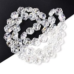 Прозрачный Прозрачные стеклянные бусины гальваническим пряди, печать кошачьей лапы, прозрачные, 14x15x8.5 мм, отверстие : 1 мм, около 45 шт / нитка, 24.80'' (63 см)