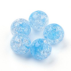 Темно-Голубой Прозрачных бусин акриловые треск, круглые, глубокое синее небо, 7.5~8x7 мм, Отверстие : 1.8 мм , около 1900 шт / 500 г