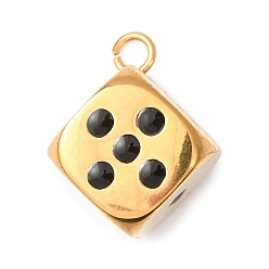 Черный 304 подвески из нержавеющей стали, с эмалью, амулеты в кости, ионное покрытие (ip), реальный 18 k позолоченный, чёрные, 22.5x19x14.5 мм, отверстие : 3 мм