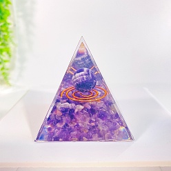 Сливовый Генераторы энергии смолы оргонитовой пирамиды, чипсы из натуральных драгоценных камней рейки внутри для украшения стола домашнего офиса, слива, 55 мм