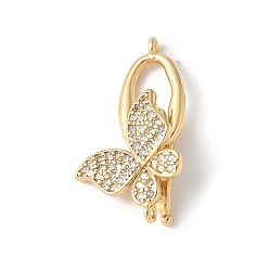 Настоящее золото 18K Латунный паве из прозрачного кубического циркония с застежками, без свинца и без кадмия, долговечный, стойки покрытие, бабочка, реальный 18 k позолоченный, 28 мм