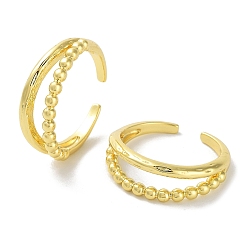 Golden Brass Open Cuff Rings for Women, Cadmium Free & Nickel Free & Lead Free, Golden, Inner Diameter: 18mm
