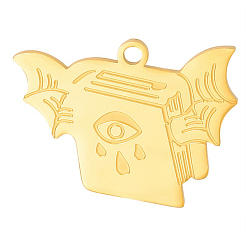 Золотой 304 подвески из нержавеющей стали, книга с глазами и демоническим очарованием, золотые, 19x25 мм