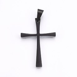 Черный Цвет Металла 304 подвески из нержавеющей стали, крестик, металлический черный , 40x28x3 мм, отверстие : 5x8 мм