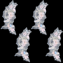 Разноцветный Полиэстеровая вышивка кружево швейные украшения, железо на заплатах, с горным хрусталем и абс пластмассовыми шариками, аксессуары для одежды diy, цветок, красочный, 130x300 мм