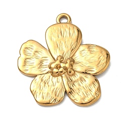 Золотой 304 подвески из нержавеющей стали, цветочный шарм, золотые, 27x25x2.5 мм, отверстие : 2 мм